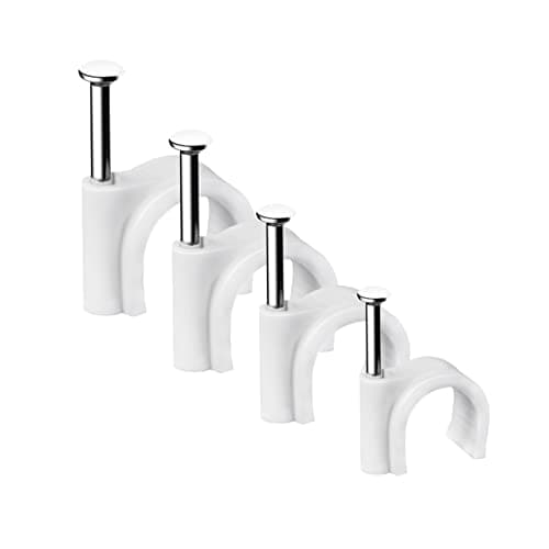 Image of Cable Clips, 400 Pcs Strong Nails Durable White Round, 4 Size 4mm 6mm 8mm 10mm,Cable Holder Management Wire Tidy Clips