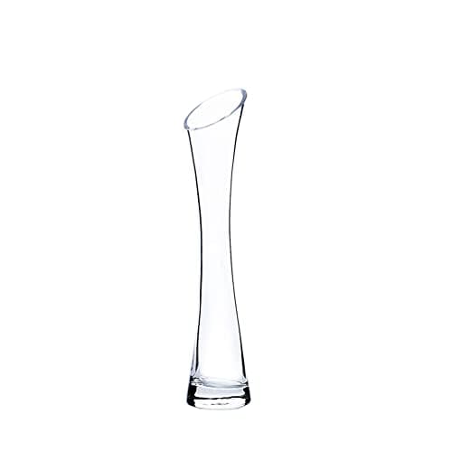 Image of QUUPY 20CM Small Flower Vase Tall Thin Narrow Necked Glass Vases Clear Mini Mouth Single Stem Vases for Decorative Home Decor Living Room Office and Centerpieces, Transparent