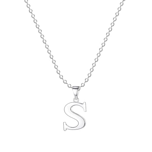 Image of Silver Plated Initial Necklaces for Women - Silver Letter Necklaces - Alphabet S Pendant Necklaces Jewellery Gifts