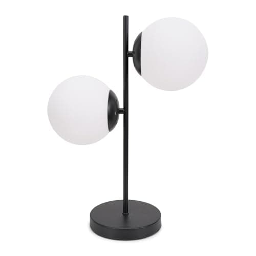 Image of ValueLights | Black 2 Way Table Lamp with Opal White Frosted Glass Globe Shades for Living Room Bedside Light | Table Lamps, Home Décor & Improvement Essential | Included LED Bulb