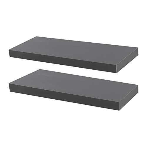 Image of Harbour Housewares Modern Floating Wall Shelves - 60cm - Grey - Pack of 2 - Photo Gallery Bookshelf Wall Shelf for Living Room Display, Bedroom, Office Storage