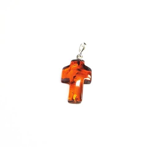 Image of Baltic Amber Cross Pendant Made With Polished Cognac