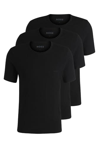 Image of BOSS Mens Tshirt RN 3P Classic Three-Pack of Cotton Underwear T-Shirts with Logos
