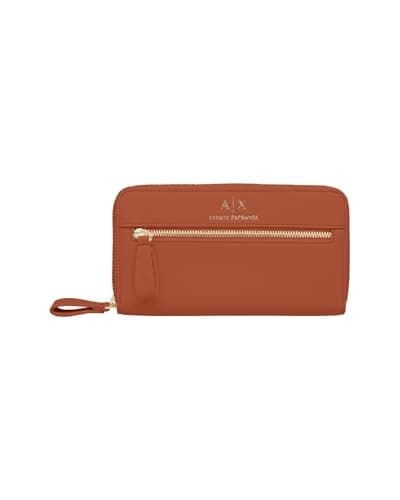 Image of Armani Exchange Women's Diane, Embossed Logo, Zip Around, Coconut, Coconut, One Size