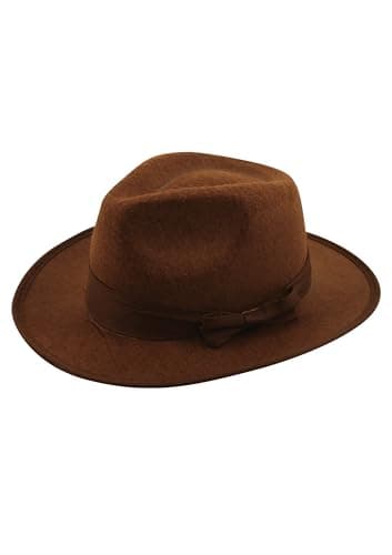 Image of HENBRANDT Children's Brown Explorer Hat - One Size Felt Fedora - Whip Trilby - Costume Hat - Dinosaur Hunter Archeologist - Halloween Fancy Dress Accessories for Kids