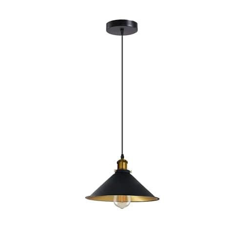 Image of LEDSone Industrial Ceiling Cone Shade Black Pendant Light Kitchen Restaurant Bar Balcony Hanging Pendant Light (Style 1, with Bulb)