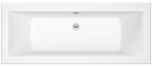 Image of VeeBath Umbro Bathroom White Gloss Bath Double Ended Square Acrylic Bathtub with Adjustable Feet - 1800 x 800mm