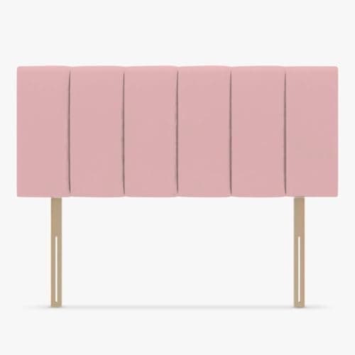 Image of Bedding Home Lined Single Headboard for Beds | Luxury Striped Sinlge Headboard 3ft for Beds | Adjustable Height Velvet Plush Bedroom Bedhead (3ft - Pink)