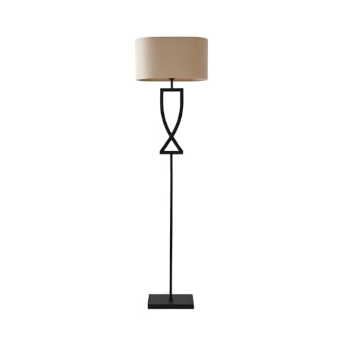Image of ValueLights | Large Black Metal Standing Floor Lamp with an Oatmeal Oval Lampshade | Floor Lamps & Torchieres, Home Décor & Improvement Essential | Includes Bulb [3000K Warm White]