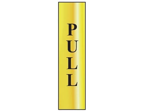 Image of Scan SCA6034 Self adhesive brass effect sign - Pull - (vertical) 50 x 200mm