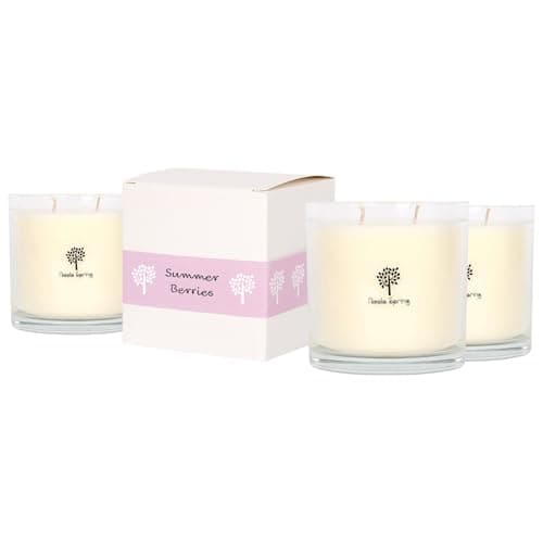 Image of Nicola Spring Soy Wax Scented Candles 400g - Pack of 3 – Summer Berries Fragrance – Double Wick 45 Hour Burn Eco-Friendly Large Jar Candles for Relaxation, Aromatherapy, Home Décor & Gifting