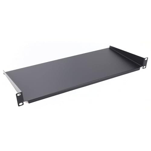Image of kenable Fixed Cantilever Shelf 1U 200mm Deep Black for 19 inch Data Cabinet Rack Mount with M6 Cage Nuts - Single Pack