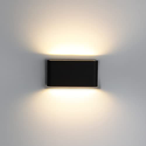 Image of Kerry LED Wall Light, 12W 3000K Up and Down Wall Sconce, IP44 Modern Black Aluminum Outside Lighting Mains Powered, Wall Mounted Lamp Living Room Bedroom Hallway Staircase Bathroom