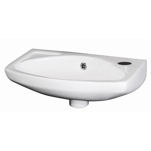 Image of Balterley 450mm Bathroom Sink, Wall Hung Ceramic Round Bowl Bathroom Wash Basin Sink with Overflow, 1 Tap Hole, Wall Mounted Basin Sinks for Bathrooms and Cloakroom - 450 x 280 x 155mm (White)