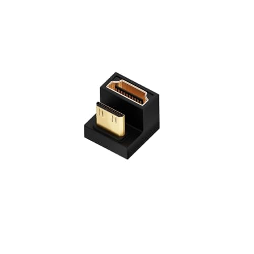 Image of JZK 8K U-Shaped Mini HDMI to Standard HDMI adapter, 180 degree up angle male to female extension adapter, 8K HD HDMI converter, for HD TV, monitor, camera, laptop