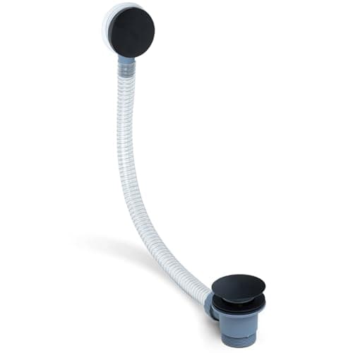 Image of Go Bathrooms Matt Black Bath Waste Overflow Bath Drain with Pop Up Bath Plug Click Clack Waste and Overflow Drain Kit