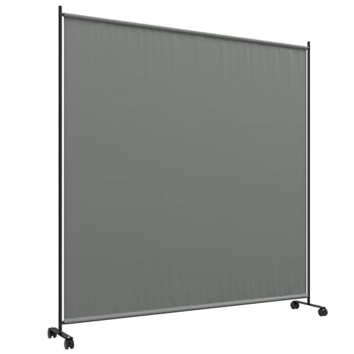 Image of Outsunny Single-Panel Room Divider, 6FT Portable Privacy Screen with Lockable Wheels, Freestanding Partition Separator for Office, Living Room, Bedroom, Dining Room, Dark Grey