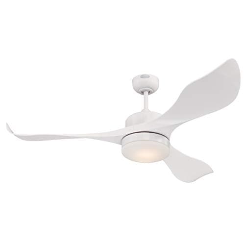 Image of Westinghouse Lighting Pierre 132 cm White Indoor Ceiling Fan with Light and Remote Control, Dimmable LED Light Fixture, Opal Frosted Glass, DC Motor