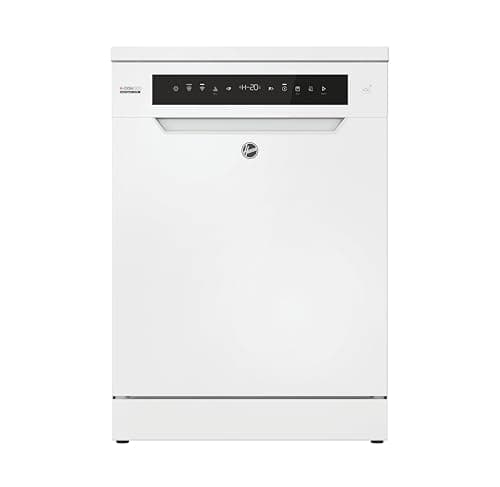 Image of Hoover H-DISH 500 HF 4B7F0W-80 Free Standing Full Size Dishwasher, 14 Place Settings, White, B Rated
