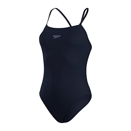 Image of Speedo Women's Eco Endurance+ Thin Strap One Piece Swimsuit | Athletic Fit | Classic Design| Recycled Fabric | Chlorine Resistant | Extra Flexibility Swimwear, True Navy, 30