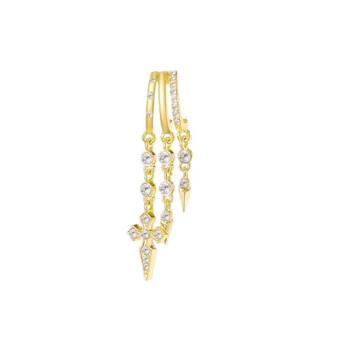 Image of 14K Gold Plated Tassel Earrings for Women, Sparkling Cubic Zirconia Irregular Fringe Earrings, Lightweight Luxury Statement Earrings for Party Daily Wear
