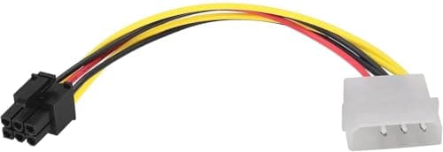 Image of 4-Pin Molex to 6-Pin PCI-E Power Adapter Cable | 17cm GPU Power Converter Cord | 18AWG Wire for Graphics Card | PC Internal Power Extension | Generic Non-OEM Replacement Part