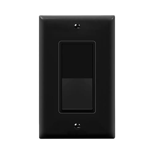 Image of ENERLITES Decorator On/Off Paddle Switch with Wall Plates, Single Pole, 3 Wire, Grounding Screw, Residential Grade, 15A 120V/277V, UL Listed, 91150-BKWP, Black