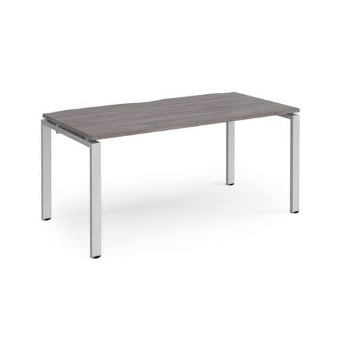 Image of Office Monster Murray single desk 1600mm x 800mm - silver frame, grey oak top
