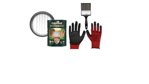 Image of FAB INT PRODUCTS Cuprinol Ducksback 5 Year Waterproof for Sheds and Fences, 5L, Include Glove L, 4" Brush, (Herring Grey)