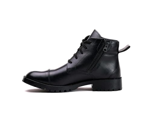 Image of Sega DMS Black Genuine Men's lace-ups Leather Work Boots Lightweight Durable Smart Shoe (Black, UK Footwear Size System, Adult, Men, Numeric, Medium, 6)