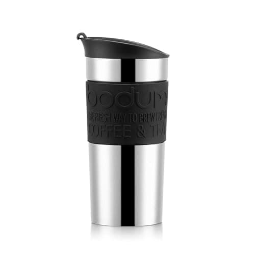 Image of Bodum 11068-01 Travel Mug Vacuum with flip top lid, Black, Small, 0.35 l, 12 oz, Pack of 1