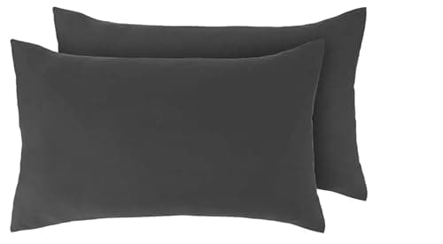 Image of Rayyan Linen Pair of Pillowcases 100% Egyptian Cotton 200 Thread Counts, Pillow Cases 2 Pack (Charcoal Grey)