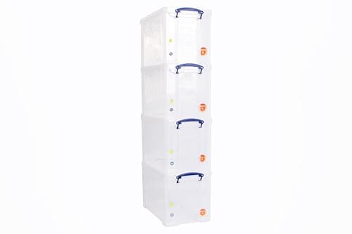 Image of Really Useful Box Plastic Storage 24 Litre Clear (Pack Of 4)