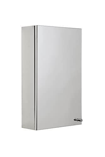 Image of Croydex Carra Stainless Steel Bathroom Mirror Cabinet - Bathroom Wall Cabinet with One Fixed Shelf, Mirrored Door and Fully Assembled (50x30cm)