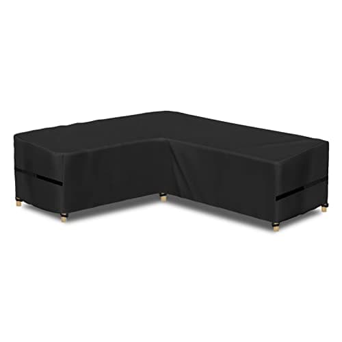Image of AWNIC garden l shaped sofa cover, rattan corner furniture covers waterproof outdoor l shape dining set covers uv resistant 215 x 215 x 71 cm
