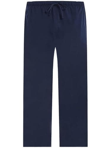 Image of U2SKIIN Mens 100% Cotton Pajama Pants, Lightweight Soft Lounge Pant with Pockets Sleep Pj Bottoms for Men (Navy, L)
