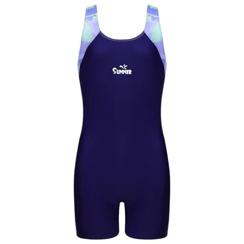 Image of InfiniZer Girls' One Piece Racerback Swimsuits Kids Sun Protection Bathing Suits Athletic Competitive Swimwear for 3-12 Years (UK, Age, 8 Years, 10 Years, Regular, Navy)