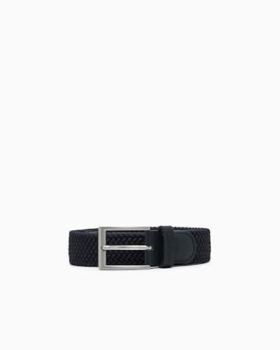 Image of Armani Exchange Men's Braided Buckle Belt, Deep Navy, 75, deep navy, 75