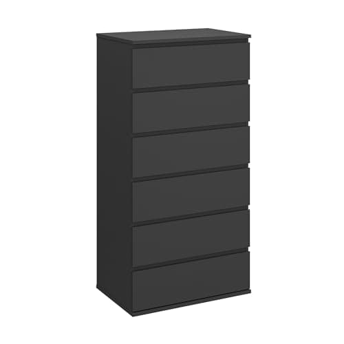 Image of Panana Wooden Chest Of Drawers, 4/5/6 Drawer Modern Heavy Duty Dresser No Handle Sleek Design Tall Dresser Storage Organizer Unit Bedroom Furniture for Home Office (Black, 6 Drawers)