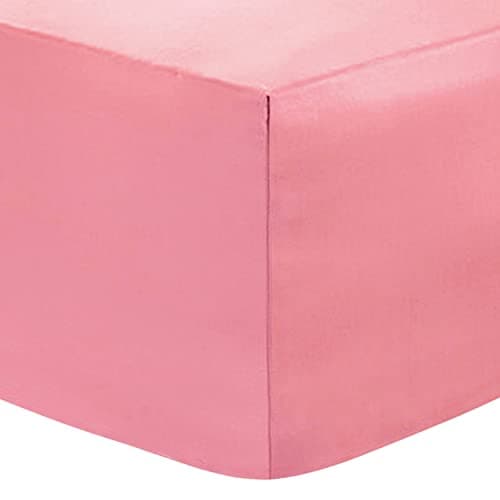 Image of Deep Fitted Bed Sheets Easy-Care Non-Iron Percale 10'' / 25CM Fitted Sheet, Super King - Pink