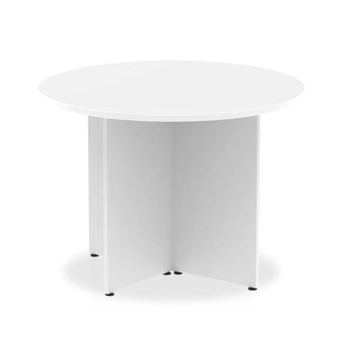 Image of Dynamic Office Solutions OPO Impulse Freestanding 1000mm/1200mm Round Table Distinctive Arrowhead Leg | Sturdy Build Weather & Heat Resistant Melamine Finish Meeting Table White 1000