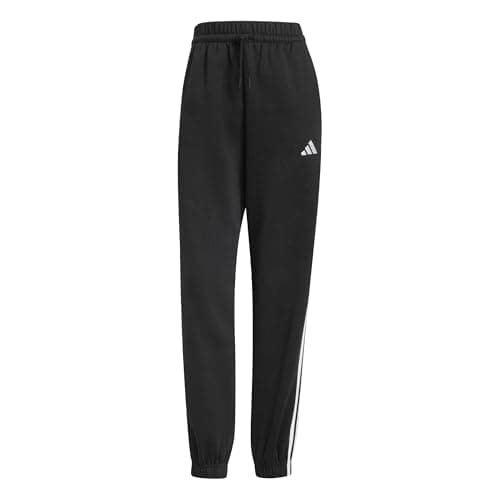 Image of adidas Women's Essentials 3-Stripes Fleece Loose Pants, Black/White, M