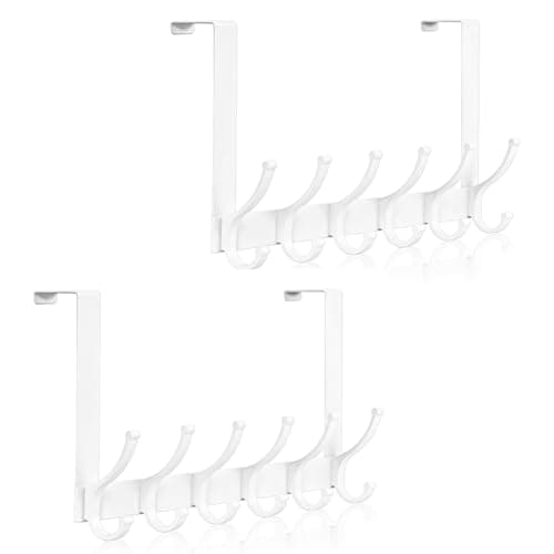 Image of Optish Over The Door Hooks, Door Hanger Hook, Over The Doors Towel Rack for Bathroom, Doors Towel Hanger for Hanging Coats Hats (2Pack,White)