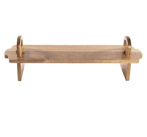 Image of MAGNA RETAIL Acacia Wood Raised Serving Platter | 60 x 16 x 22 cm | Cake Stand & Charcuterie Board | Cheese Board, Tapas and Buffets | Wooden Display Stand | Afternoon Tea Serving Platter (Large)