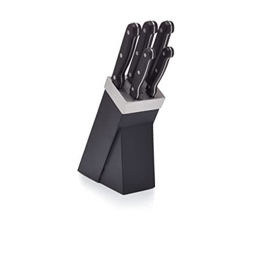 Image of KitchenCraft Kitchen Knife Set with Block, 5 Piece Stainless Steel Cutting Set, Black
