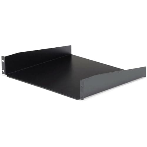 Image of StarTech.com 2U Server Rack Shelf - Universal Rack Mount Cantilever Shelf for 19" Network Equipment Rack & Cabinet - Heavy Duty Steel – Weight Capacity 44lb/20kg - 16" Deep Tray, Black (CABSHELF)