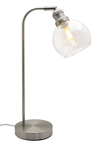 Image of Clear Glass Globe Desk Lamp Retro Vintage Brushed Chrome Glass Shade Table Lamp H3004