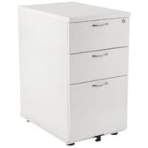 Image of Jemini 3 Drawer Desk High Pedestal 404x600x730mm White KF74149