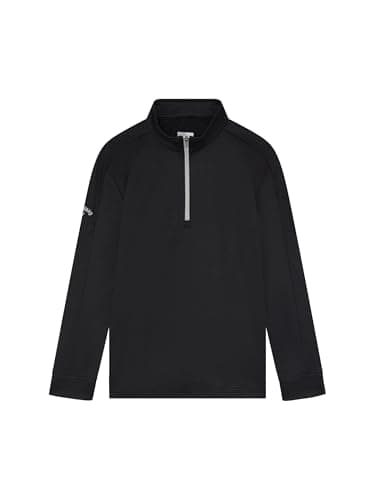 Image of Callaway - Youth Unisex Golf Hex Fleece, Junior Base Layer for Boys and Girls, Thermal Quarter Zip, Long Sleeve Top (Caviar Black)