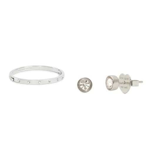 Image of Kate Spade New York Set in Stone Bangle & Studs, Clear/Silver